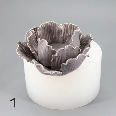 B-peony flower Форма лотоса подсвечник бетонная форма для дома свадебное украшение Пион цветок свеча гипсовый цемент для пластилина, силиконовые формы - Цвет: B-peony flower