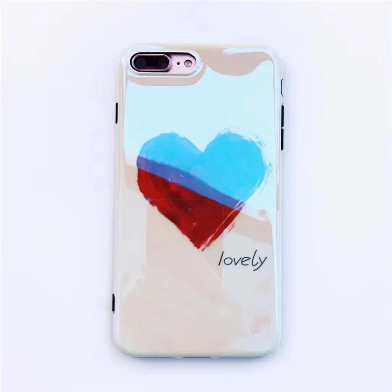 TPU чехол для iPhone 8 7 6 6s Plus X 10 синий свет Conque Просто Прекрасная Сердце Любовь