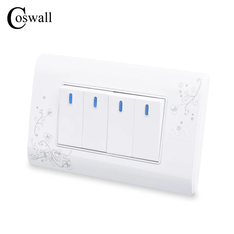 Настенный выключатель COSWALL простой стиль 4 позиционный 2 вкл./выкл. светильник