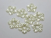 200 ivory acrylic pearl flower beads 12mm flatback center hole sew on craft