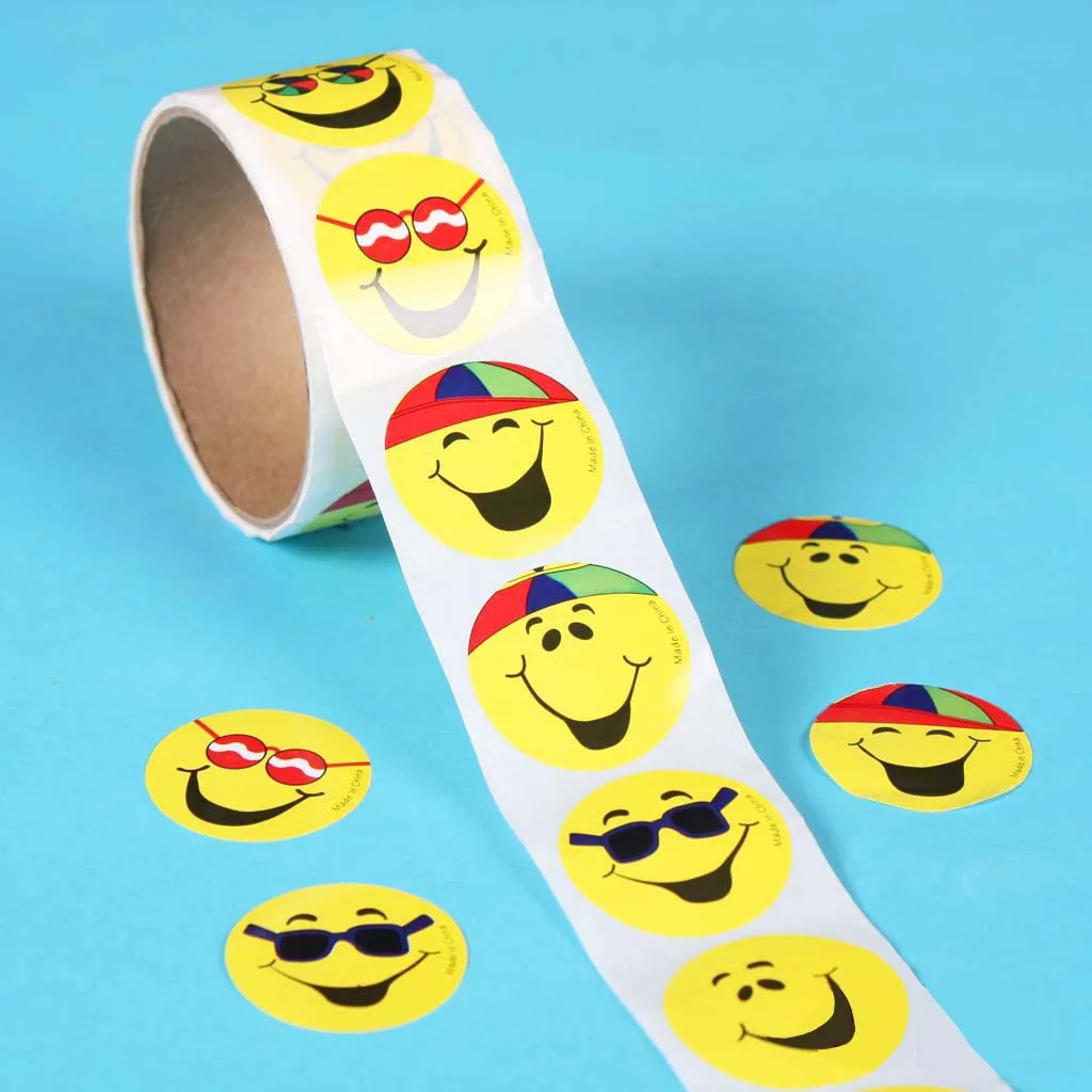 

200 шт., круглые наклейки с надписью «Smile face»