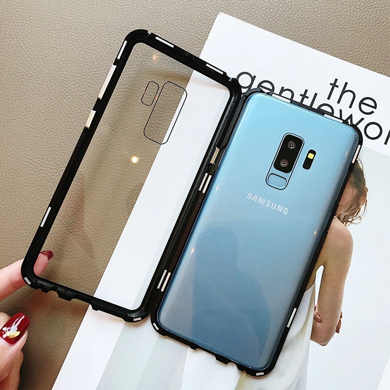Магнитный поглощающий чехол для телефона Samsung Galaxy S8 S9 Plus Note 8 9 закаленное стекло