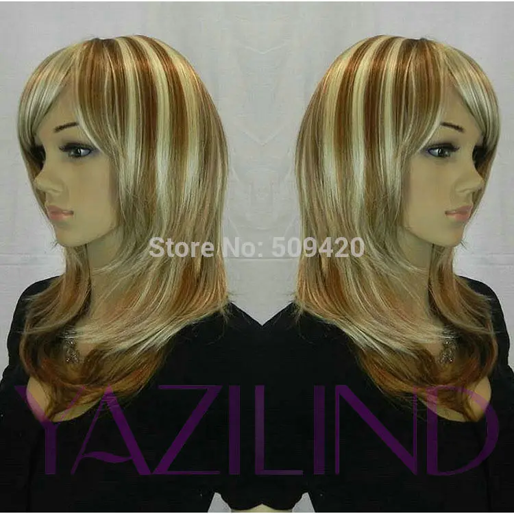 FSX59823&gt&gt&gt&gt мода коричневый желтый Блондинка Средний Полный Синтетический