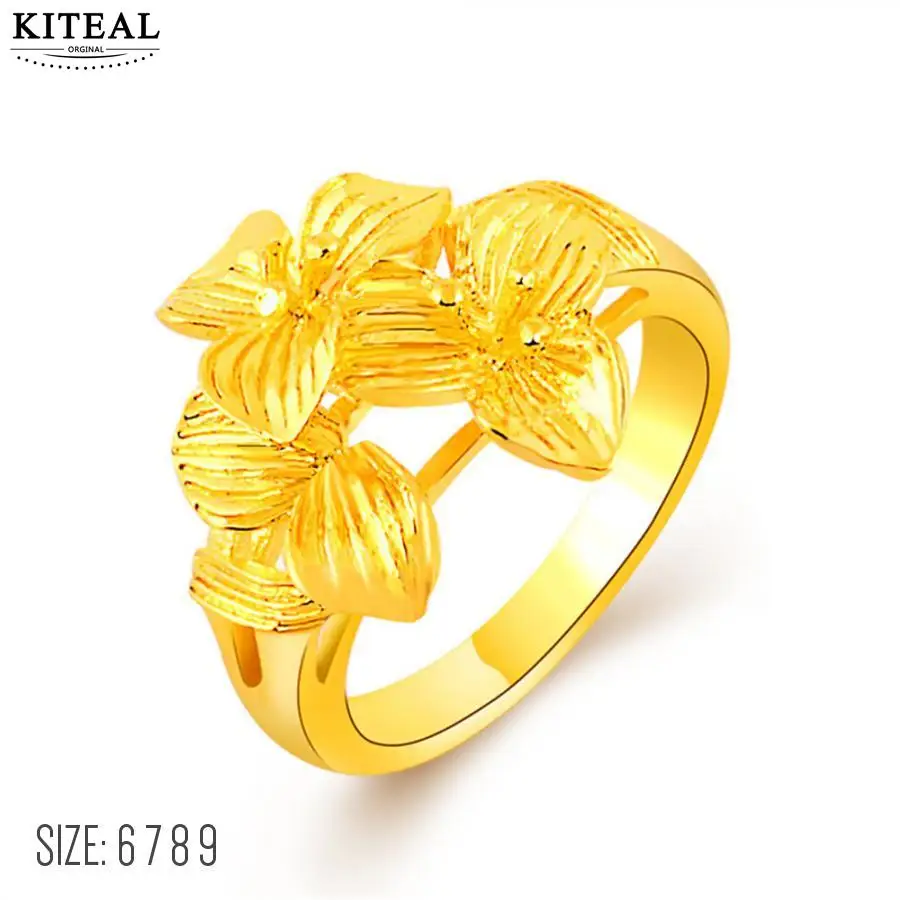 Hot sale! 24K GP gold Color wedding ring Big flower women for party size 6 7 8 9 anel diy | Украшения и аксессуары