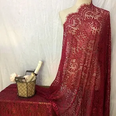 Jujube red thin 3 м/лот, 12 цветов, аксессуары для одежды DIY, кружевная ткань для ресниц, 150 см, сделай сам, свадебное платье, занавеска, украшение, белый, черный - Цвет: Jujube red thin