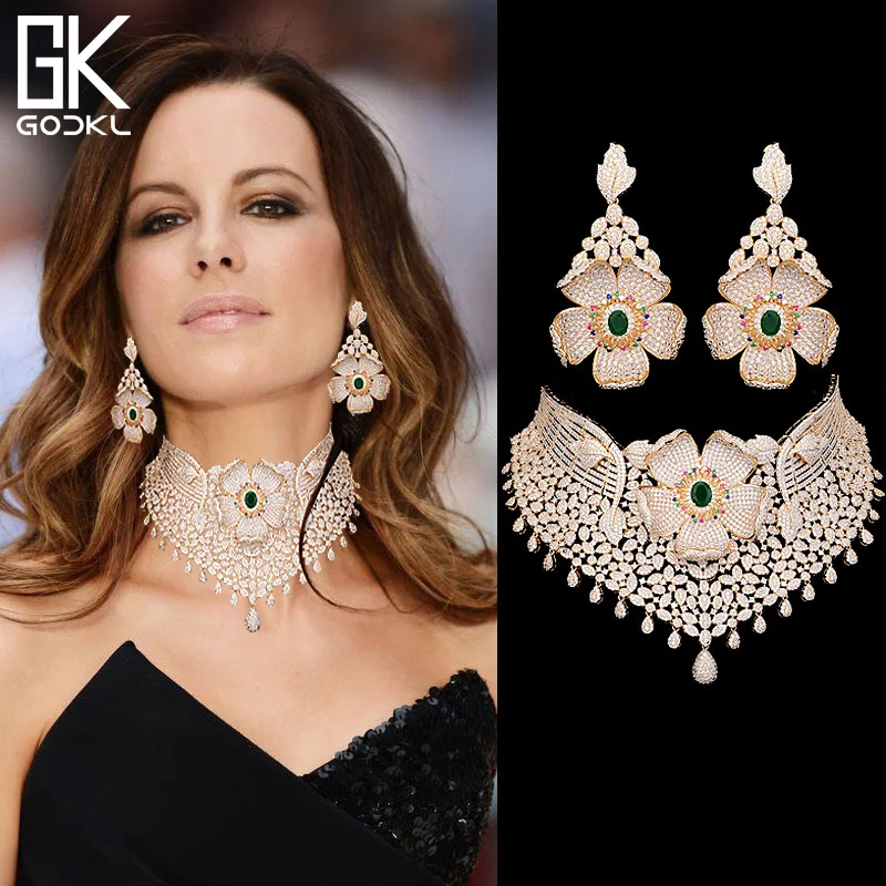 GODKI Роскошные кубические циркониевые нигерийские Ювелирные наборы для женщин