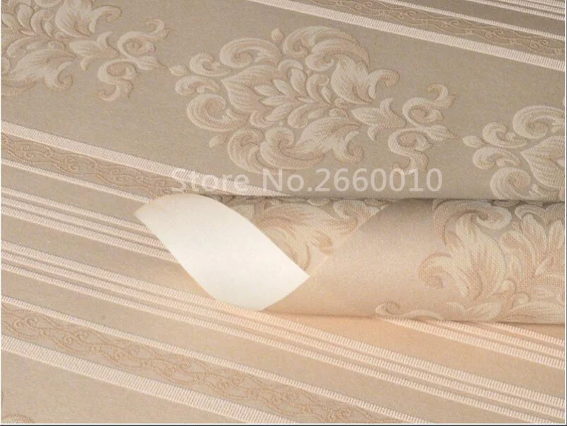 

Luxury 3D Modern Embossed Flocking Stripe Wallpaper Roll /Decal Design Vertical Striped Living Room Bedroom Wall papers Coveri