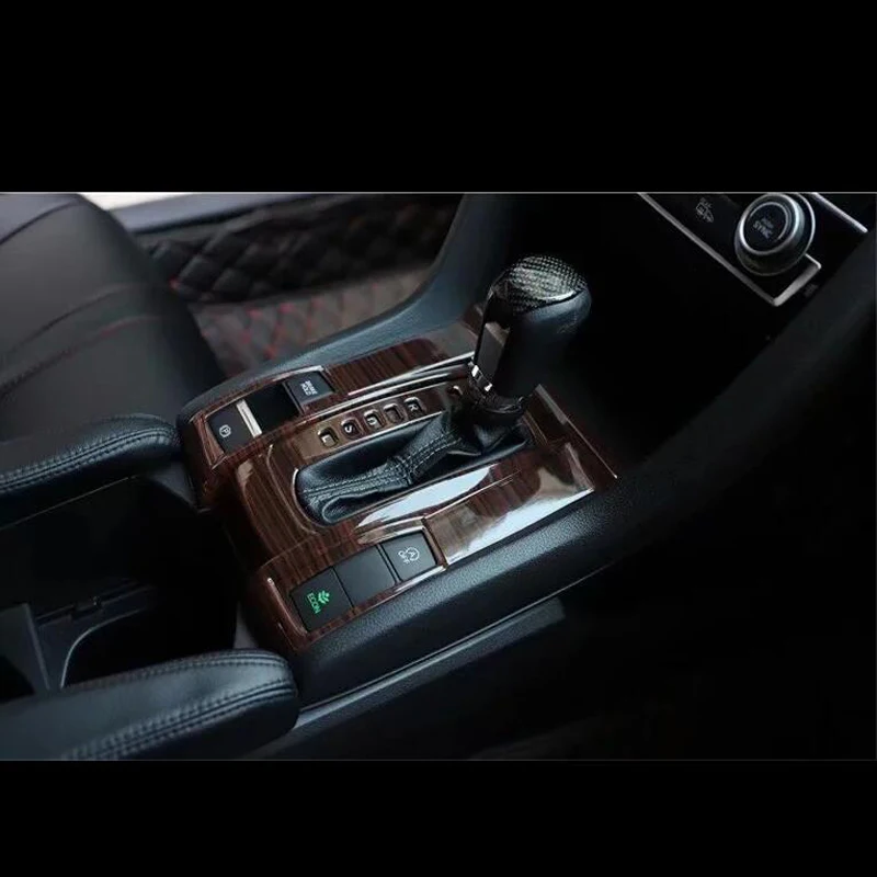 

For Honda Civic 2016 1 Set ABS Car Gear Shift Knob Sticker Panel Cover Trim Moldings Car Styling Accessories