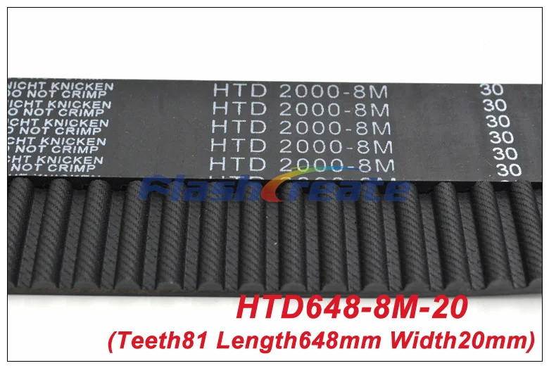 

2pcs HTD8M Belt 648 8M 20 Teeth=81 Length=648mm Width=20mm 8M Timing Belt Rubber Closed-Loop Belt 648-8M S8M Timing Pulley