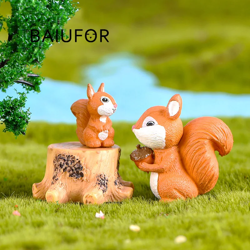 BAIUFOR животные миниатюрные лесные белки Семейные фигурки Сказочный Сад Miniaturas