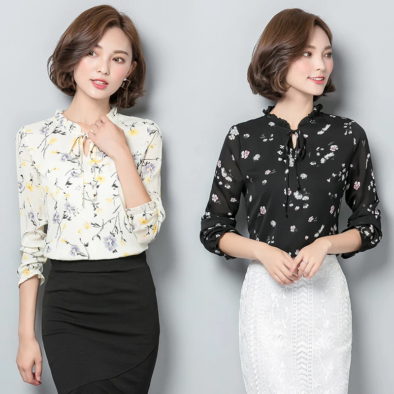 Новинка 2018 весенне-осенние Рубашки для женщин Blusa шифоновая блузка с длинным