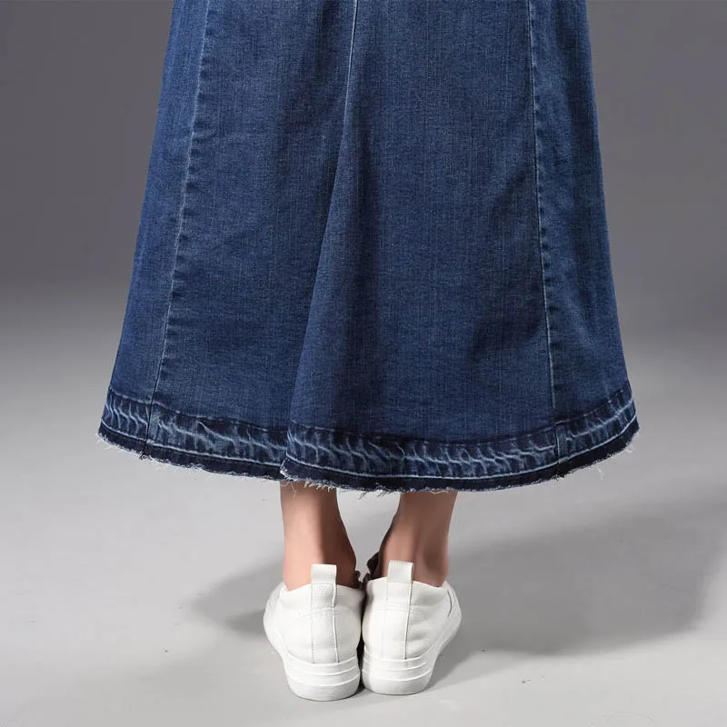 Schinteon Flare Women Denim Trumpet Mermaid Skirt Spring Autumn Jeans Bodycon Ankle Long Skirts Button | Женская одежда