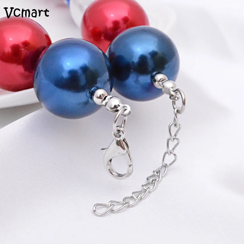 Vcmart July 4th 1 Набор массивное ожерелье красный/синий из бисера жевательной резинки