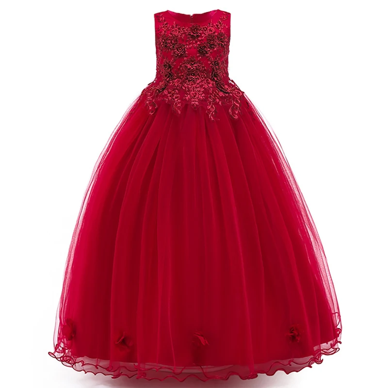 New Flower Girls Dress 2020 Summer Wedding Pearl Party Kids Dresses For Princess Children Clothing Christmas Costume | Детская одежда и