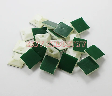 Самоклеящиеся держатели для кабеля 12x12 20 мм x 25x25 зеленый цвет|adhesive cable tie mount|cable