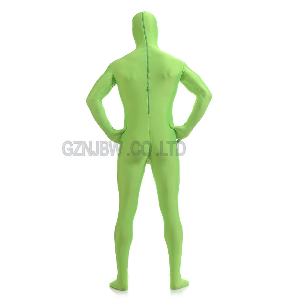 Взрослый мужской костюм из спандекса без лица трава зеленая яркая кожа Zentai