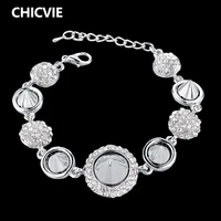 chicvie female silver bracelets bangle charms for women men punk stainless steel famous brand jewelry bracelet femme sbr140340