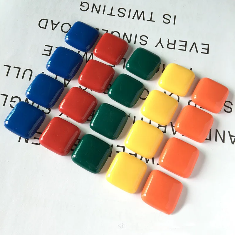 

5pcs 20mm Solid Square Diy Beads For Jewelry Findings Stud Earring Eardrops Charms Glass Cabochon Patch Accessories F299