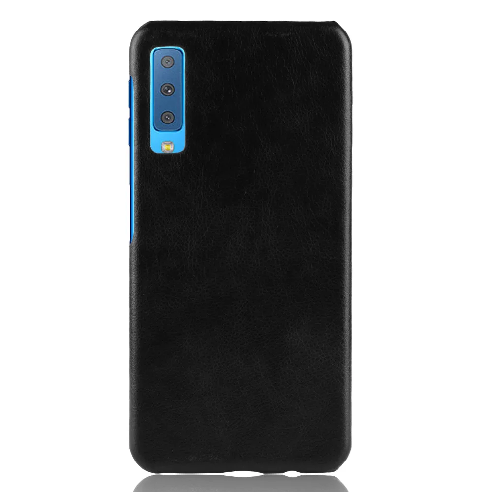 Lichee Pattern Mobile Phone Case For SAMSUNG A7 2018 uxury PU Leather Hard Plastic Back Cover |