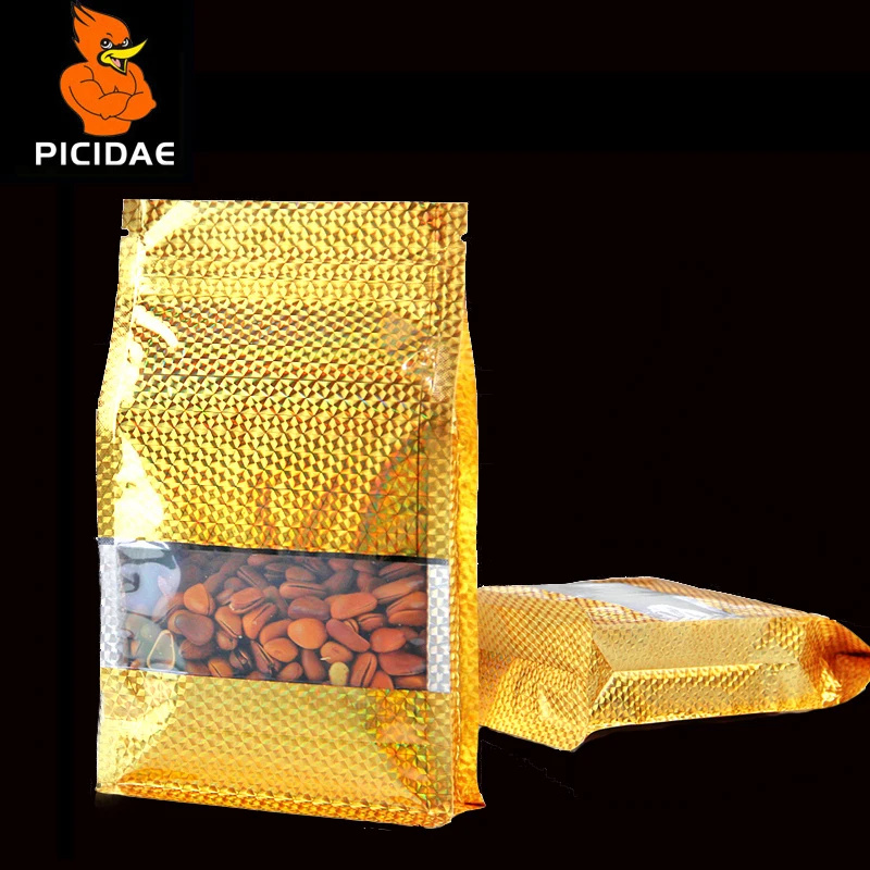 

Coffee Snack Candy Nut Jujube Grains Tea Food Storage Bag Seal Standing Zipper Eight Side Transparent Organ Ziplock Window Laser