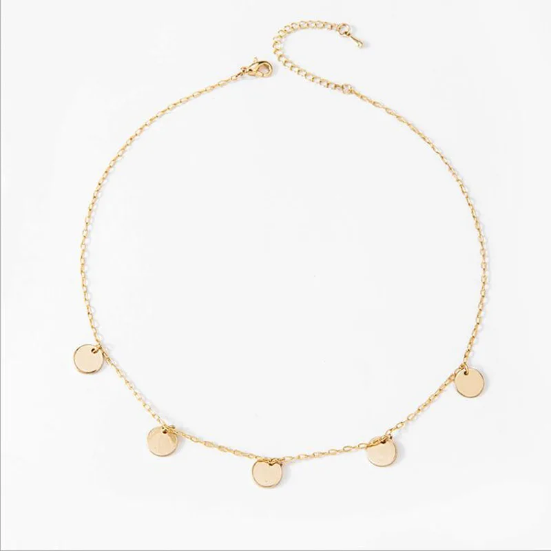 Gold Color Amaiyllis Bling круглая Монета диск заявление колье ожерелье для женщин Золотой Цвет Подвеска со стразами чокер ключицы цепи - Окраска металла: Gold Color