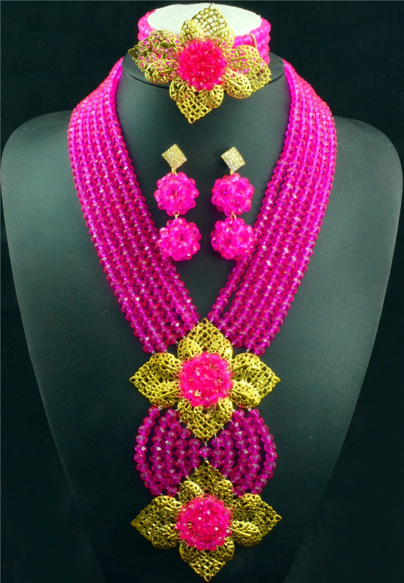 Эксклюзивный Розовый Красный Белый африканский ювелирный набор из бисера ручной