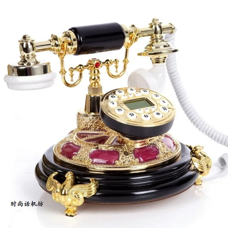 Подлинный черный ретро античный старинный стационарный телефон проводной