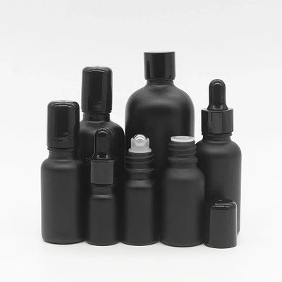 5ml 10ml 15ml 20ml30ml Glass Bottles Roll on Vials with stainless steel roller ball black for perfume essential oil aromatherapy
