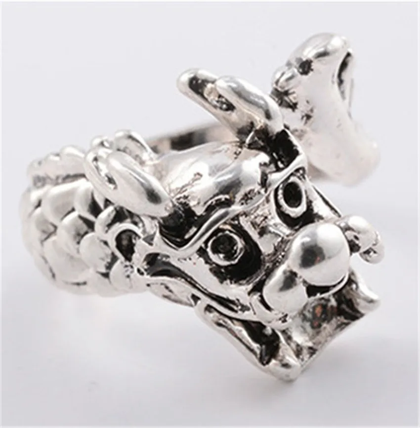 1 шт. античные бронзовые кольца дракона рога Регулируемые животных для мужчин Bijoux