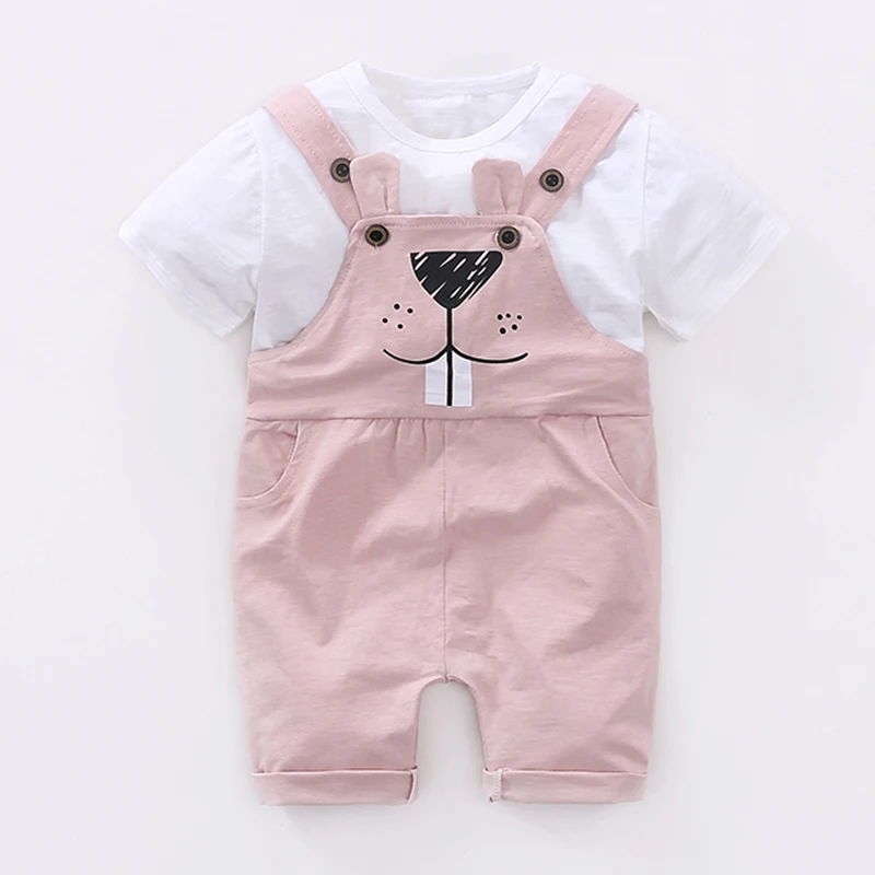 New Born Baby Clothes Sets Cartoon Rabbit Short Sleeve Summer Cute Boy Girl Infant Outfits Toddler Playsuits Kid Wear | Детская одежда