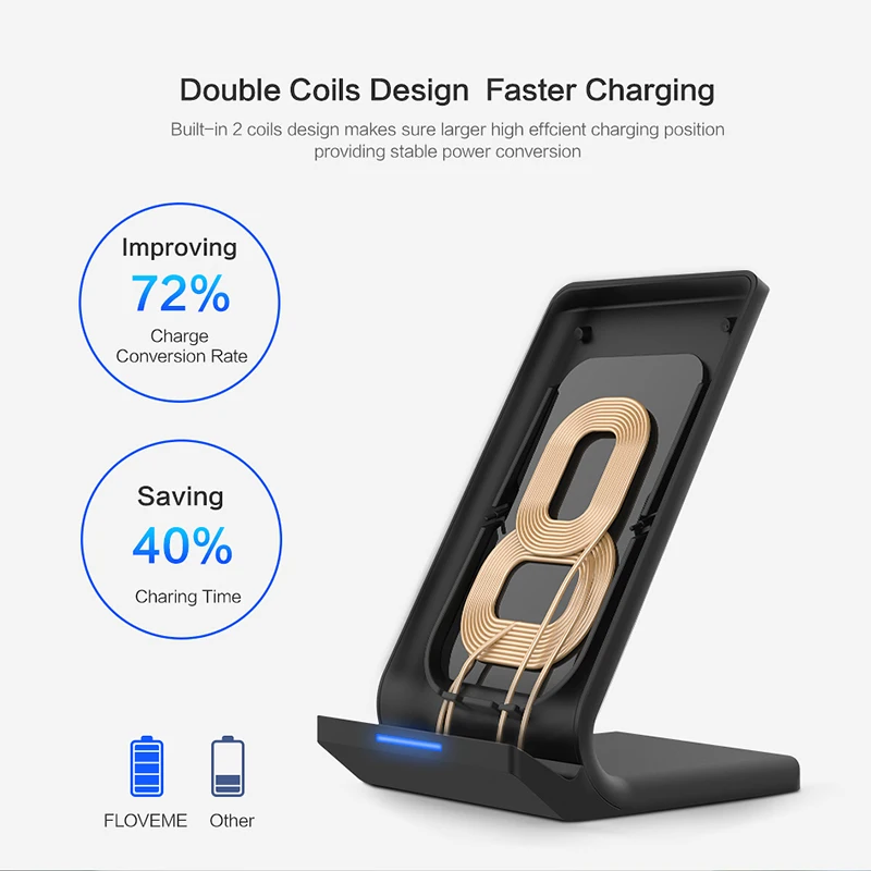 FLOVEME 10W Qi Wireless Charger For iPhone XR 7 8 X Xs Samsung Galaxy S10 Plus S8 S9 S7 Fast Charging Dock | Мобильные телефоны и