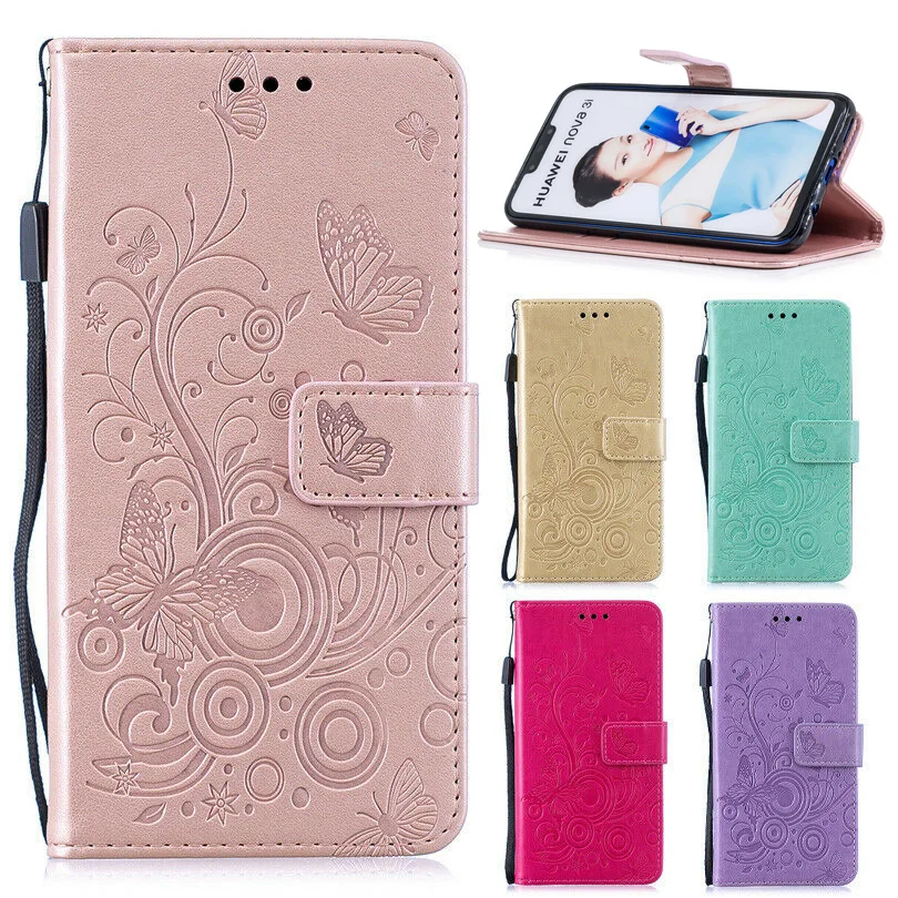 Кожаный чехол-кошелек с откидной крышкой и узором для Huawei P Smart 2019 Nova 3 3i P30 Pro P20 Lite