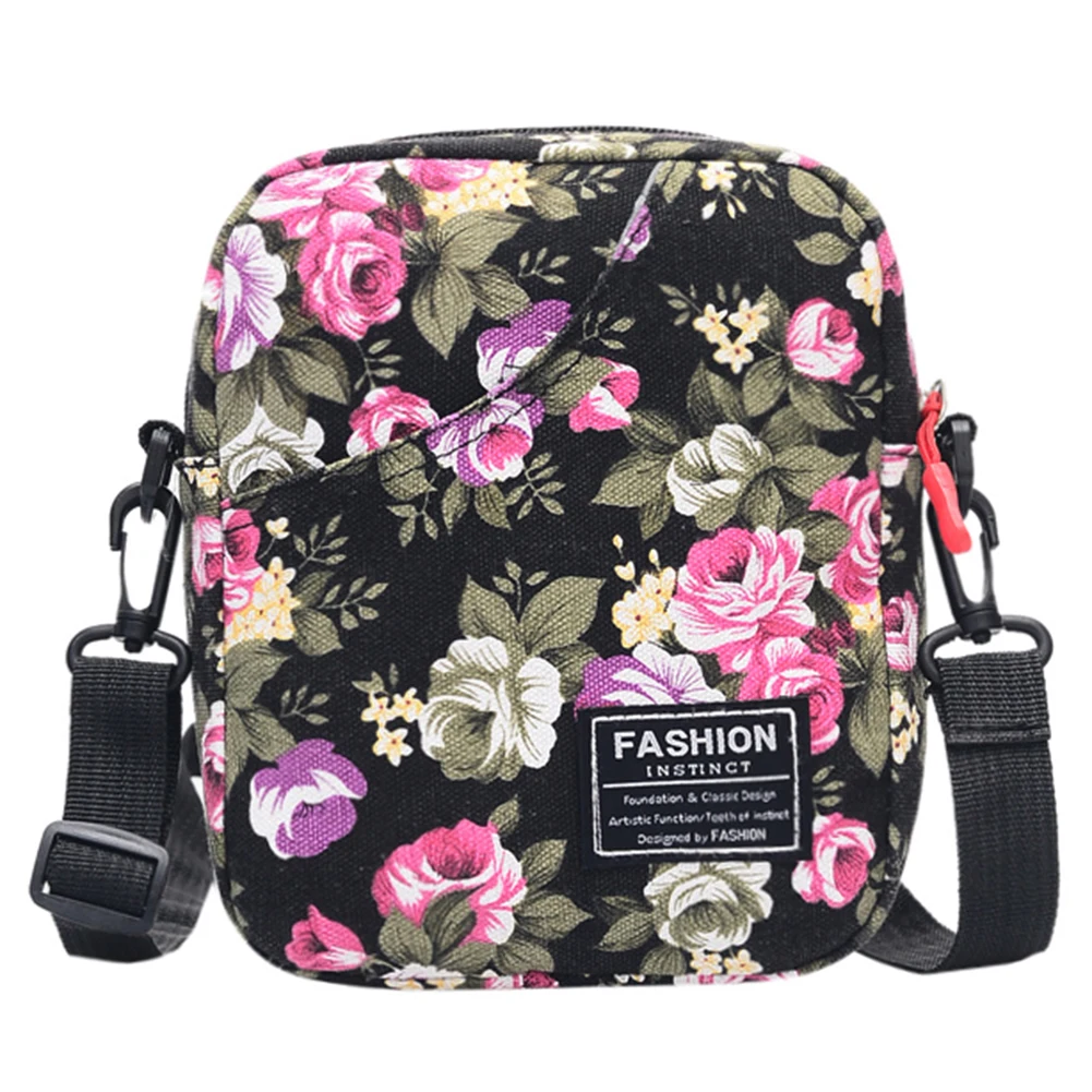 Женская Повседневная маленькая Холщовая Сумка через плечо с цветочным принтом