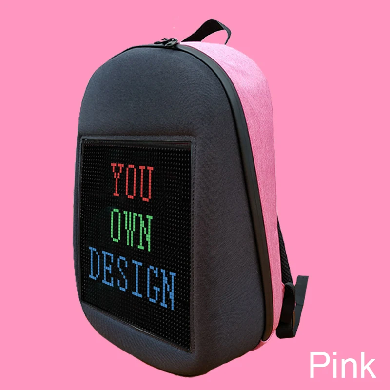 pink Светодиодный динамический рюкзак с экраном, сумка для рекламы, сделай сам, Wi-Fi, светодиодный рюкзак для прогулок в городе, рекламный рюкзак для ноутбука - Цвет: pink