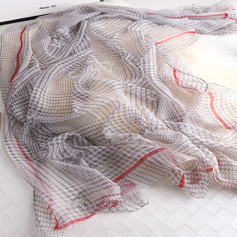 

LaMaxPa 2019 New Fashion Spring Silk Plaid Scarf For Women/Ladies Long Size Soft Wraps and Shawls Beach Hijab Female Foulard