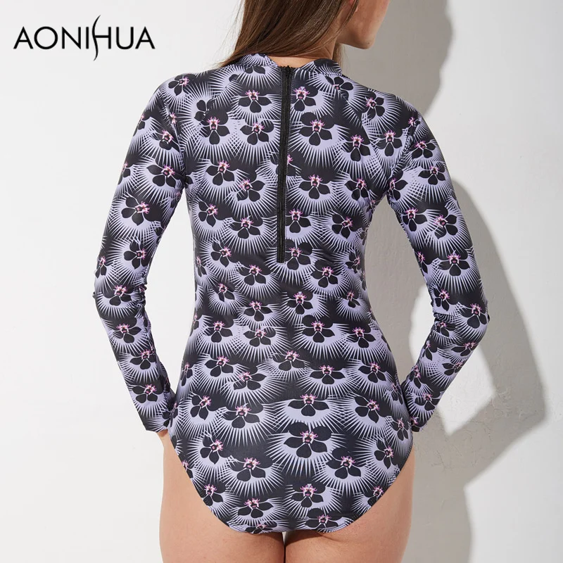 Aonihua 2018 ultra violet Одна деталь Сёрфинг купальник Для женщин с цветочным принтом