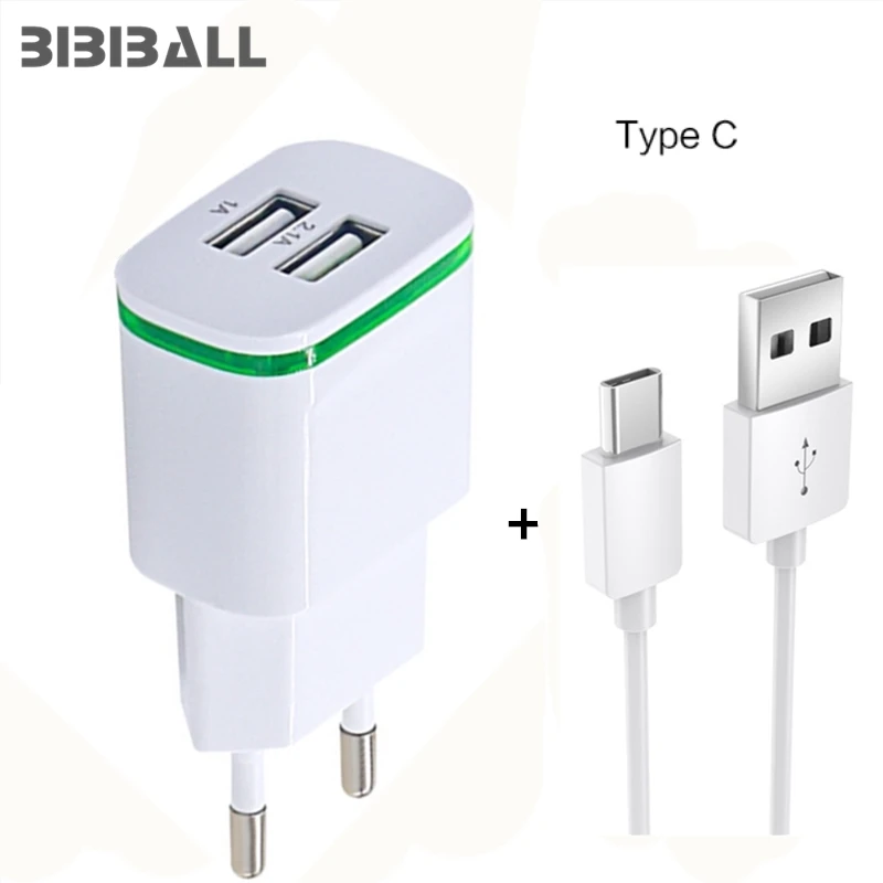Зарядное устройство с двумя USB портами 2 А и 1 м Type C 3 для зарядки передачи данных