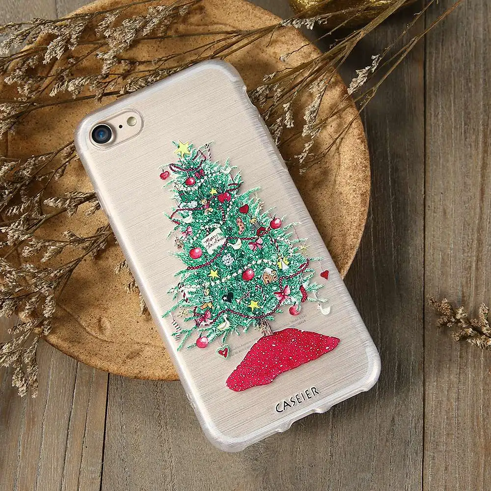 Caseier Рождество чехол для телефона iPhone 7 8 плюс мягкого силикона Капа 3D помощи