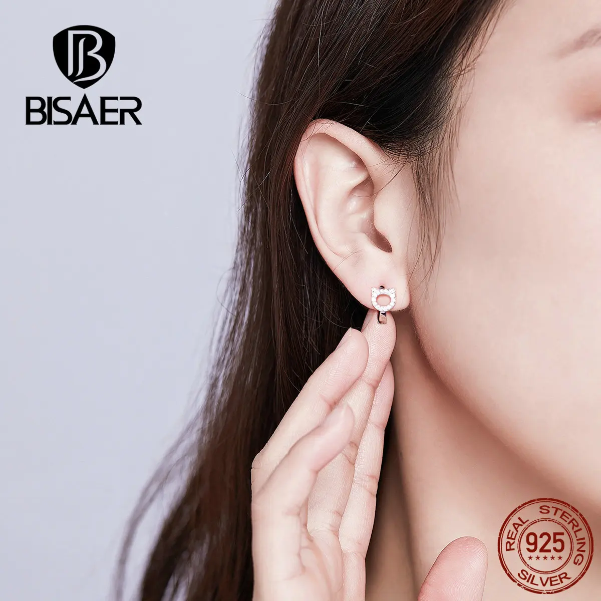Серьги-гвоздики женские из серебра 925 пробы в виде кошки | Украшения и аксессуары