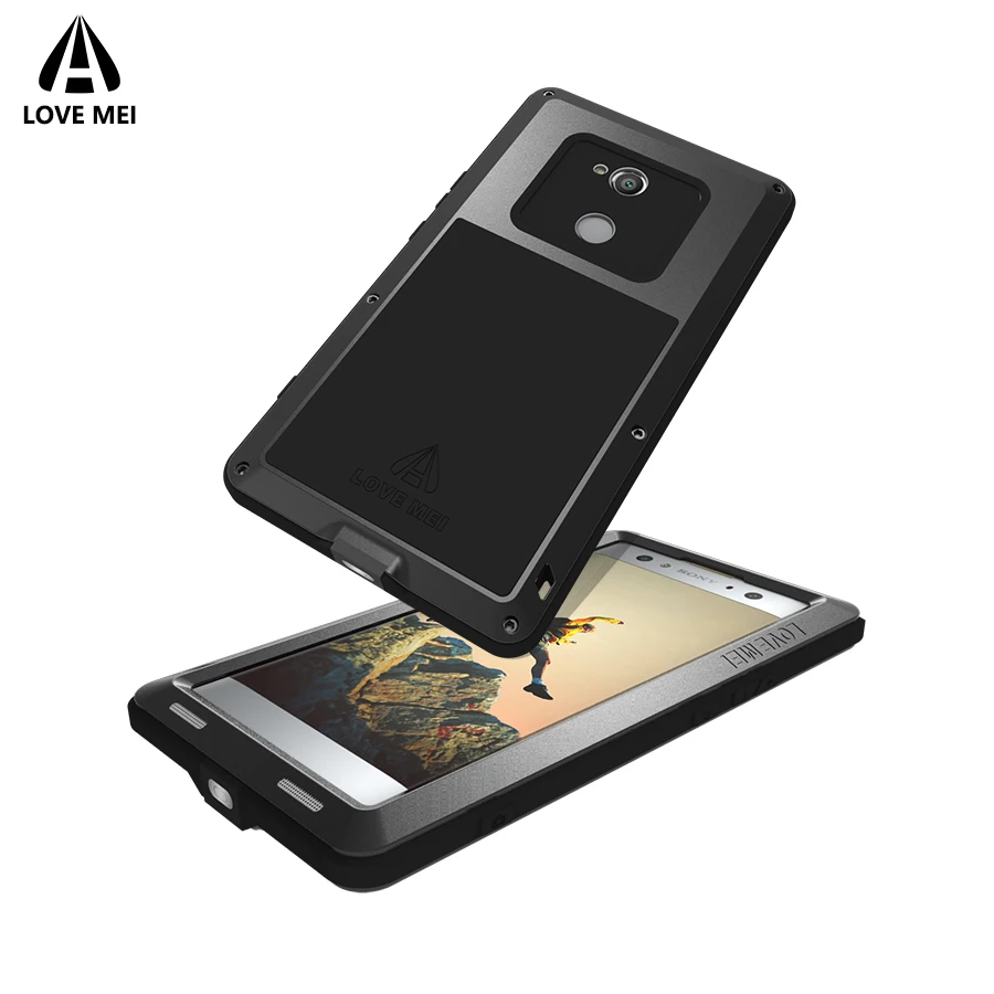 Чехол бренда Love Mei для Sony Xperia XA2 Ultra Metal Shockproof Phone Cover Anti-Fall Rugged Armor.