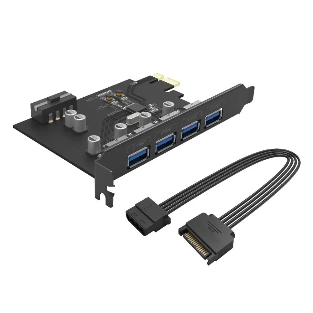 ORICO 4-Порты и разъёмы USB 3,0 PCI Express адаптер карты расширения PCI карта USB3.0 концентратор расширитель PCI-E карта Поддержка Mac OS - Цвет: Черный