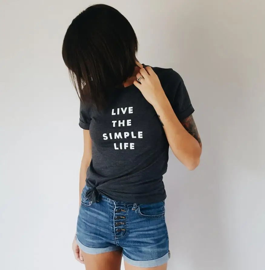 Женская футболка с надписью live the simple life хлопковая Повседневная забавная для