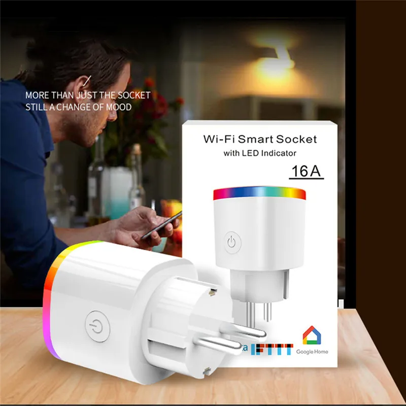 Смарт розетка со светодиодной подсветильник кой таймером и голосовым