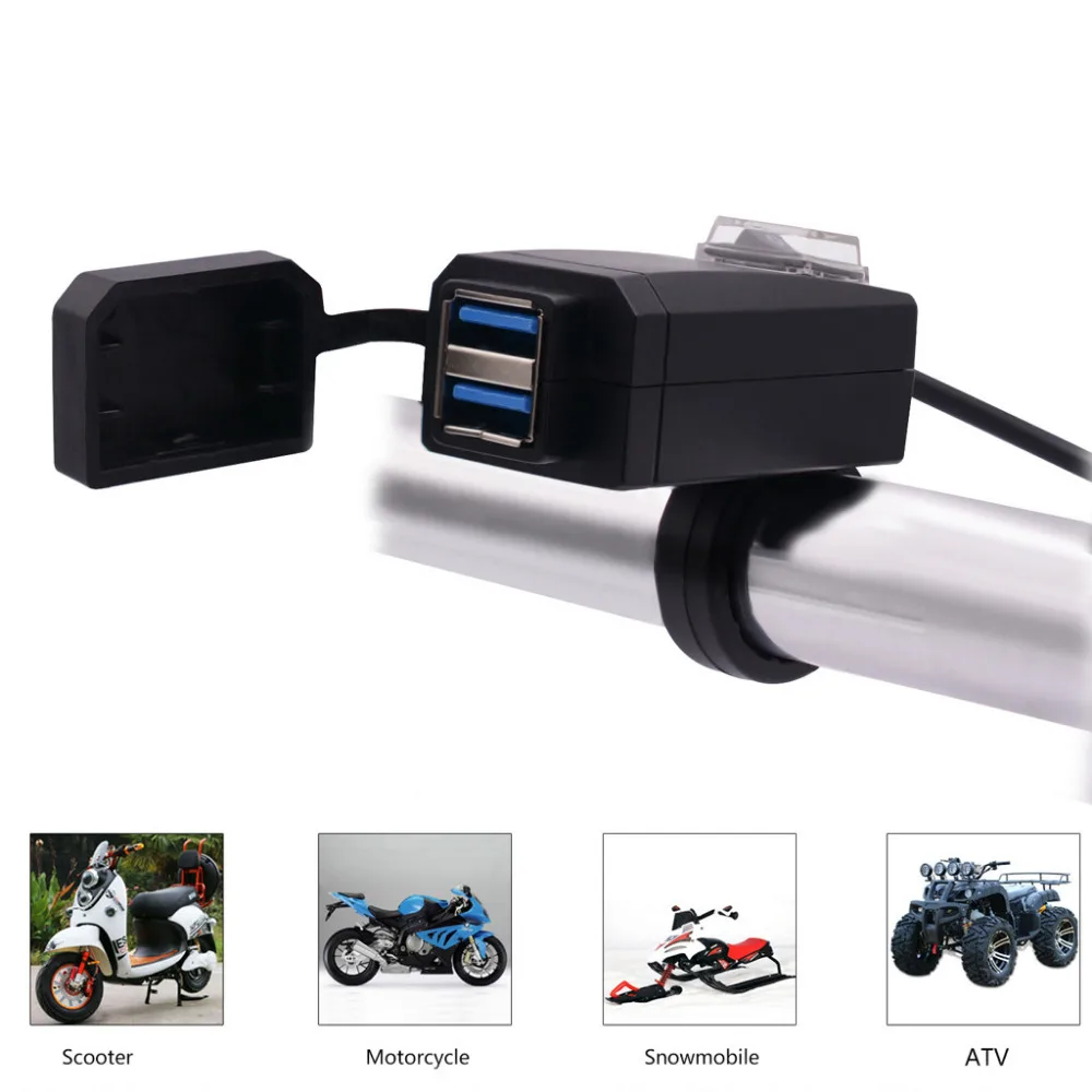 USB зарядное устройство мотоциклетная розетка двойной светодиодный вольтметр +