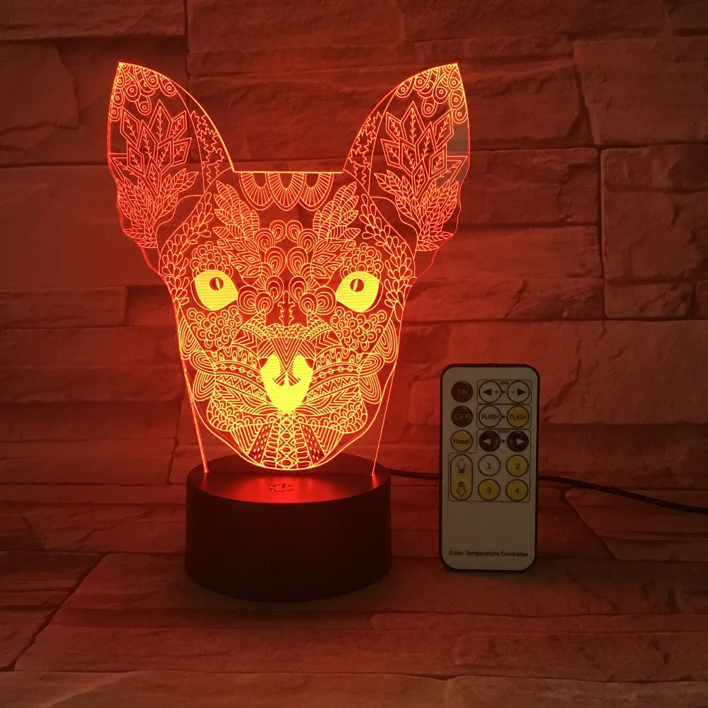 Ночсветильник с большими ушами для влюбленных кошек 3D USB сенсорный выключатель и