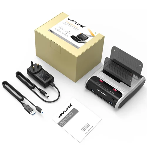Wavlink 2,5 3,5 дюйма USB 3,0 на SATA двойной отсек жесткий диск Док-станция ж/офлайн клон и UASP кард-ридер для 2," и 3,5" HDD SSD - Цвет: UK Plug