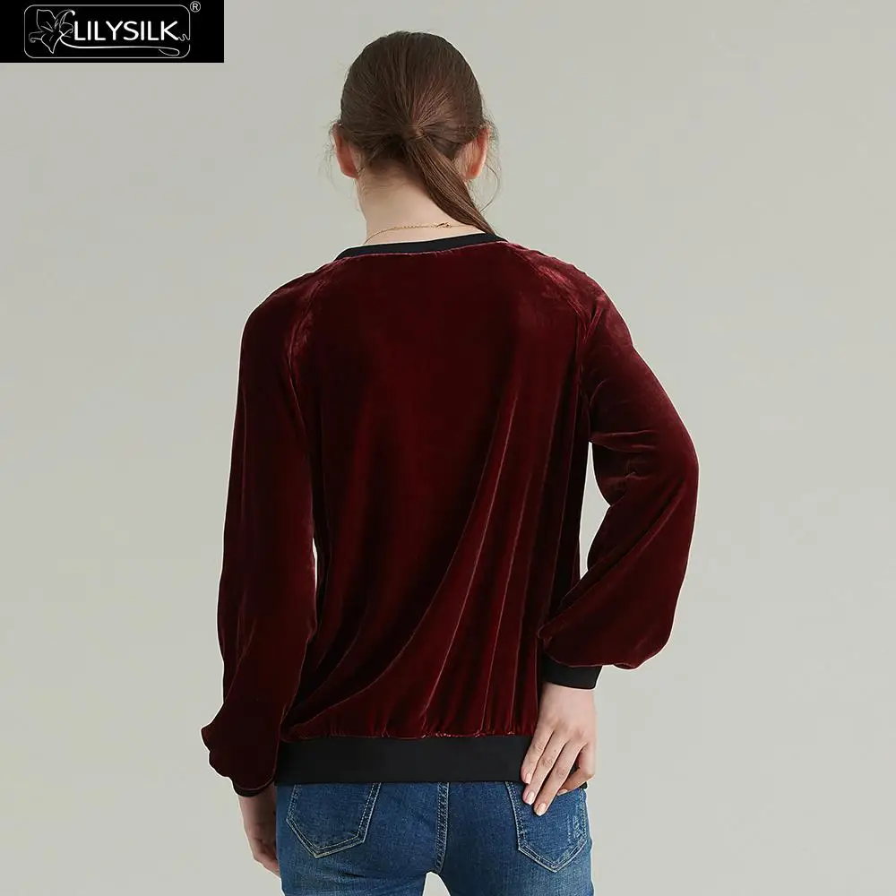 LilySilk Шелковый топ с круглым вырезом бархатный женский новый бесплатная доставка