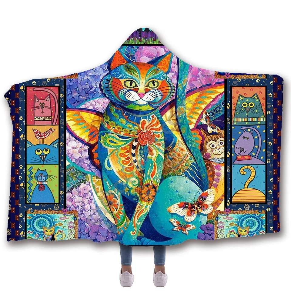 

SOFTBATFY Cat Lover Hooded Blanket Fleece Throw Blanket Dropshipping