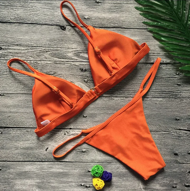 Новые Бикини 2017 Сексуальная росту купальники Orange купальник женщин комплект