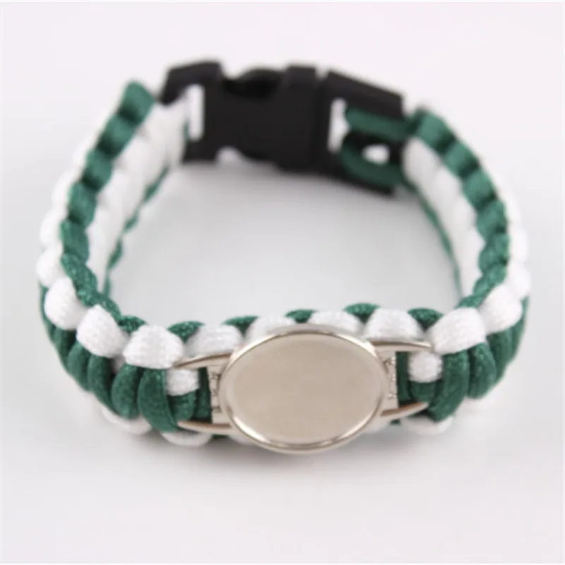 

Hand Weave Green And White Paracord Bracelet Charm Bracelet Outdoors Survival Bracelet Custom Paracord Bracelet 6pcs/lot